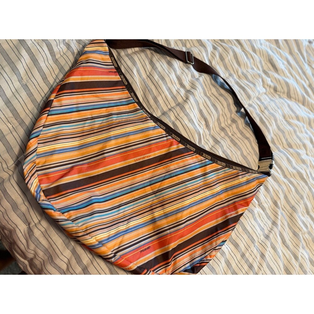 LeSportsac Retro Striped Multicolor Hobo Crossbody Bag
